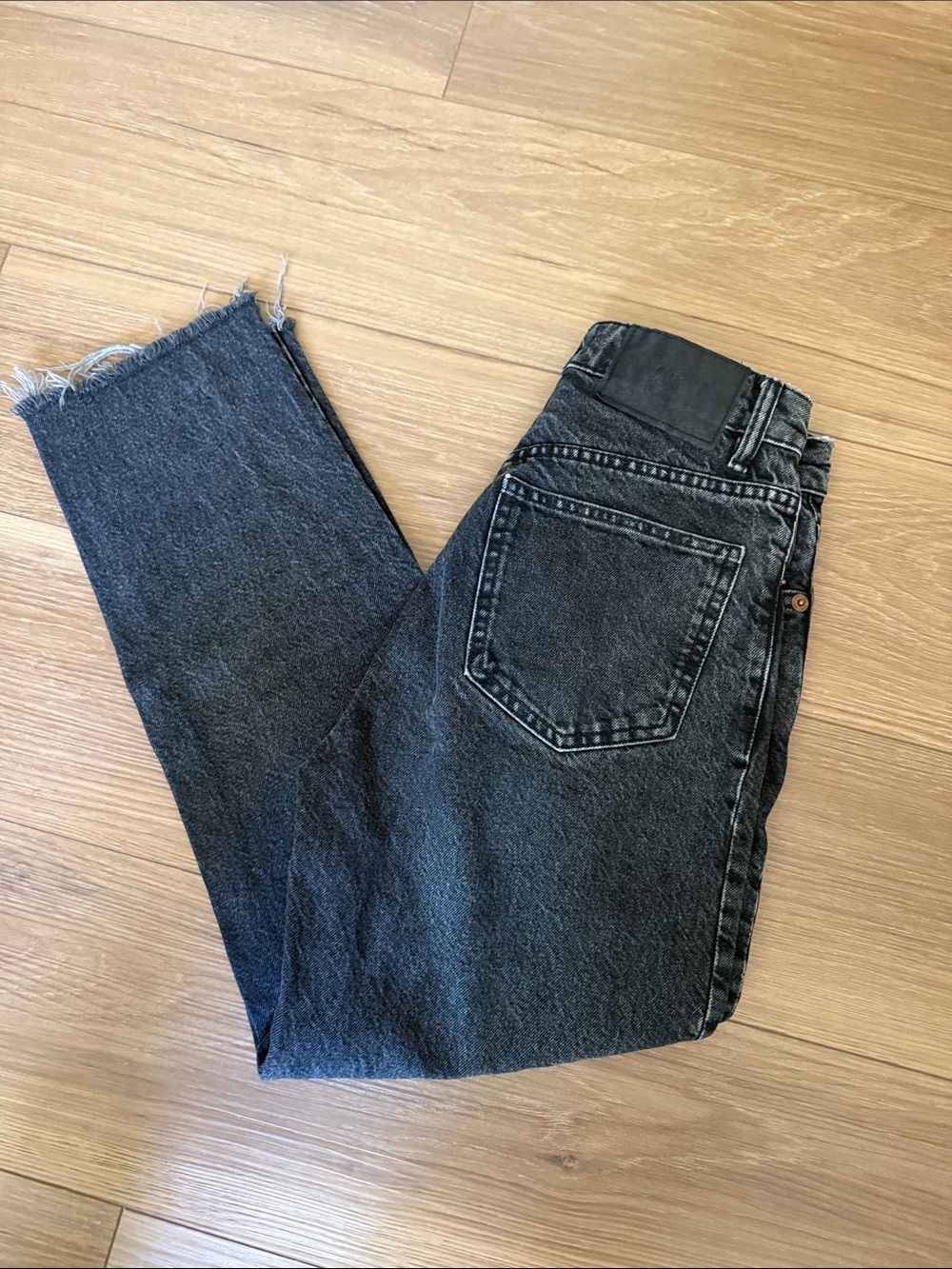 Zara Black Washed Ankle Jeans